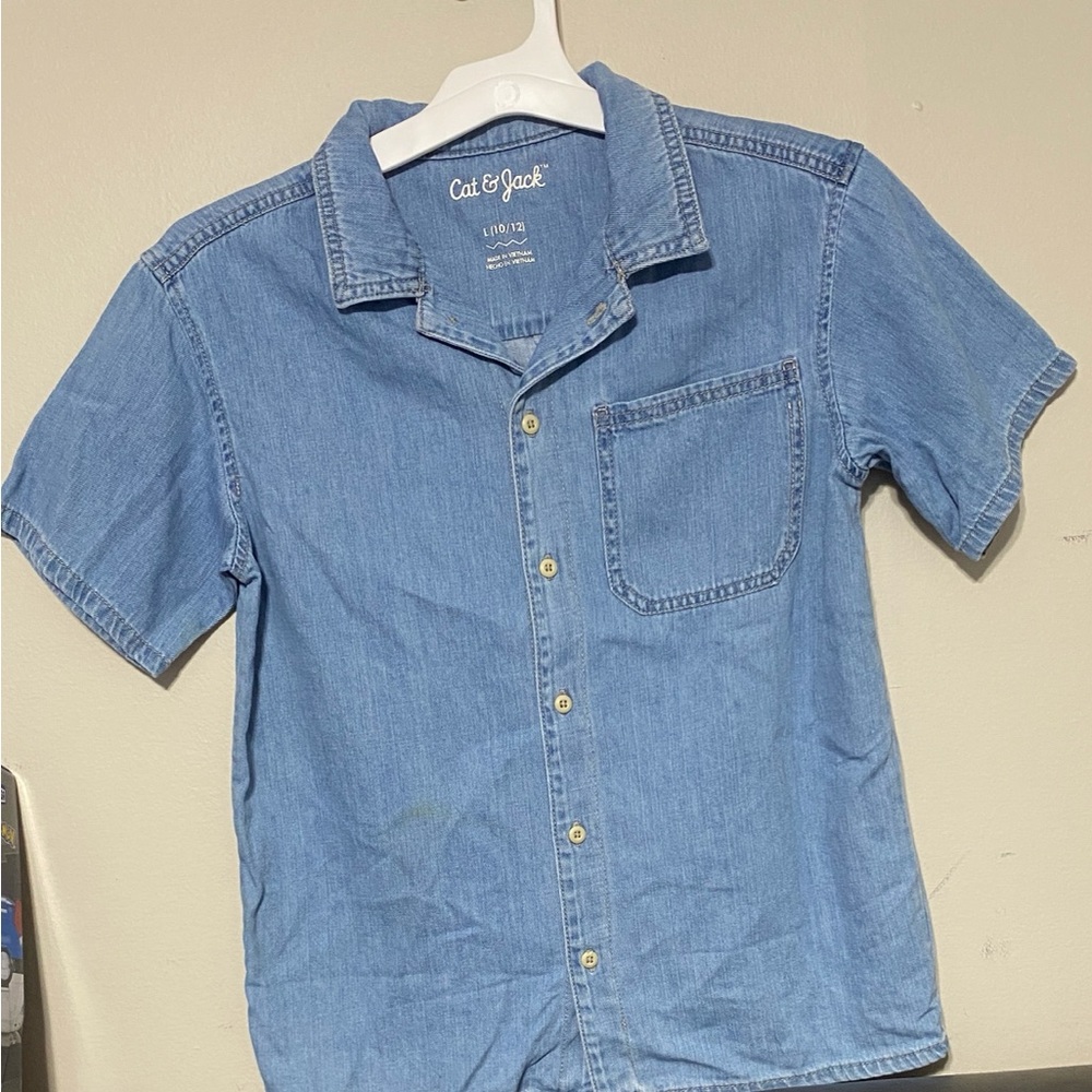 Cat & Jack Denim Blue Button Down Shirt